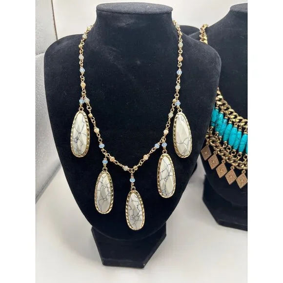 Fashion Necklace (3) Lot Faux Turquoise Howlite Egyptian Revival Native American - Picture 2 of 5